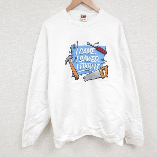 フルーツオブザルーム 00s 長袖スウェット 工具 ホワイト XL | 古着