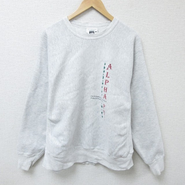 【50%OFF】XL★古着 リー Lee 長袖 スウェット メンズ 90年代 90s 葉 クルーネック USA製 薄グレー 霜降り 25mar17 中古 スエット トレーナー トップス