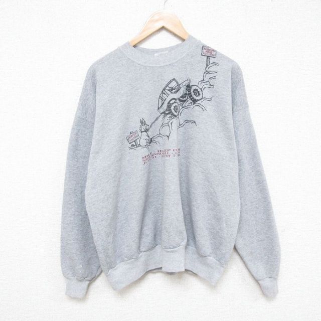 XL★古着 ヘインズ Hanes 長袖 スウェット メンズ 00年代 00s 馬 車 クルーネック グレー 霜降り 25mar18 中古 スエット トレーナー トップス