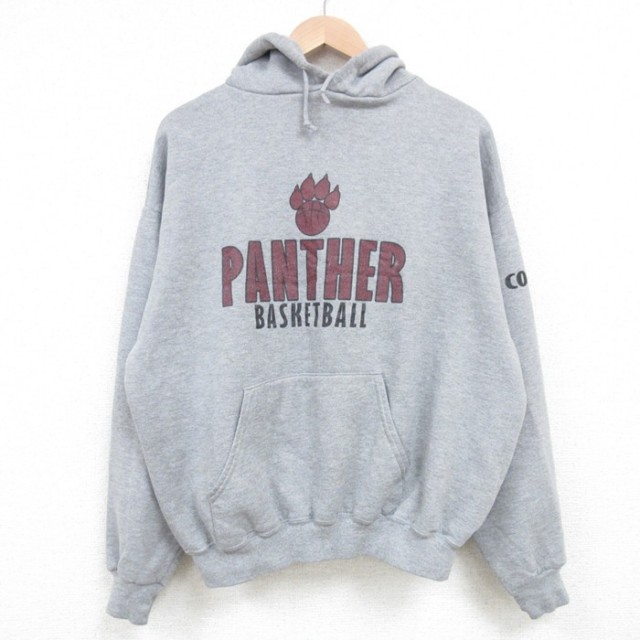 【50%OFF】ジャージーズ 00s 長袖パーカー パンサーバスケットボール グレー霜降り L | 古着