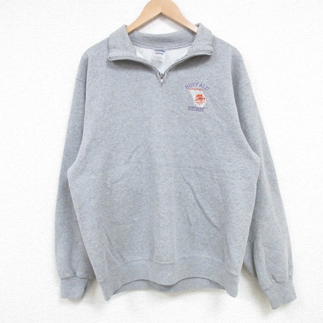 M★古着 ジャージーズ 長袖 ハーフジップ スウェット メンズ 00年代 00s BUFFALO STORM グレー 霜降り 25mar19 中古 スエット トレーナー トップス