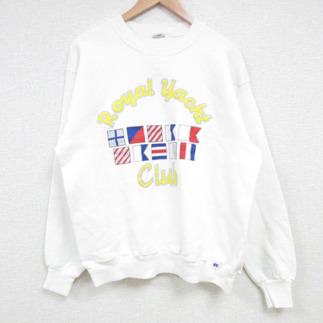 【50%OFF】ヨットクラブ 90s 長袖スウェット ホワイト L | 古着