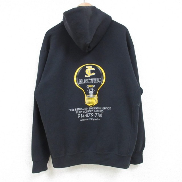 XL★古着 ラッセル 長袖 スウェット パーカー メンズ 00年代 00s ELECTRIC 黒 ブラック 25mar19 中古 スエット トレーナー トップス