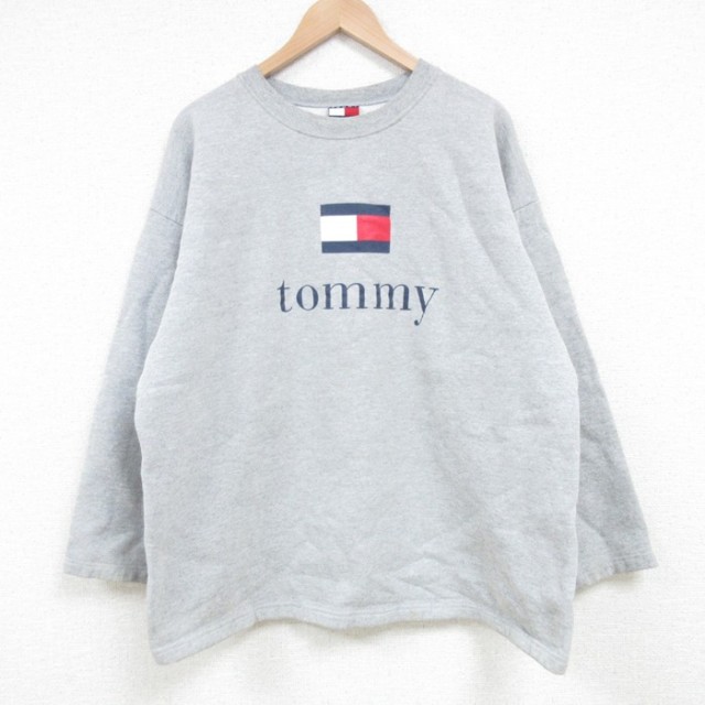 トミーヒルフィガー 90s 長袖スウェット ビッグロゴ グレー XL | 古着
