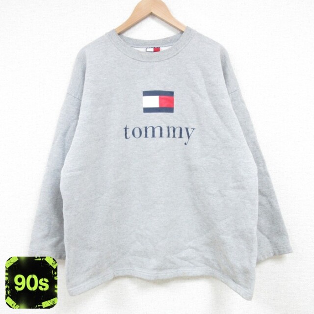 トミーヒルフィガー 90s 長袖スウェット ビッグロゴ グレー XL | 古着