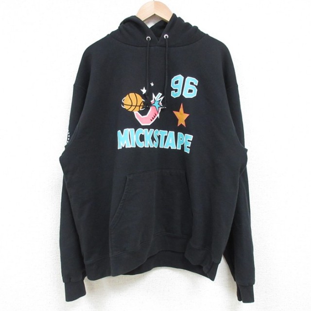 【20%OFF】XL★古着 チャンピオン Champion 長袖 スウェット パーカー メンズ MICKSTAPE 黒 ブラック 25mar19 中古 スエット トレーナー トップス