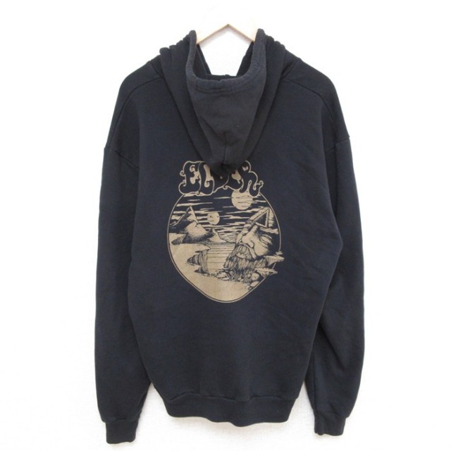 【20%OFF】XL★古着 アメリカンアパレル AMERICAN APPAREL American Apparel 長袖 ロック バンド フルジップ スウェット パーカー メンズ ELDER USA製 黒 ブラック 25mar21 中古 スエット トレーナー トップス