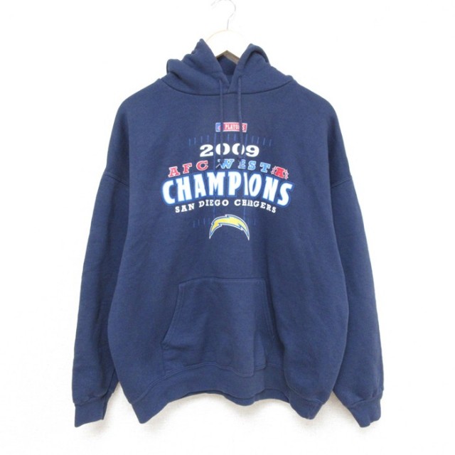 00s 長袖パーカー NFL サンディエゴチャージャース ネイビー XL | 古着