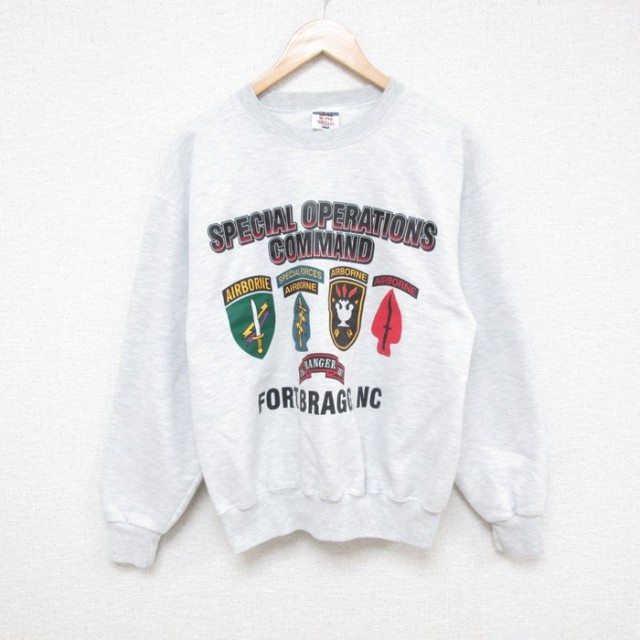 【50%OFF】M★古着 ジャージーズ 長袖 スウェット メンズ 00年代 00s ミリタリー レンジャー クルーネック 薄グレー 霜降り 25mar21 中古 スエット トレーナー トップス