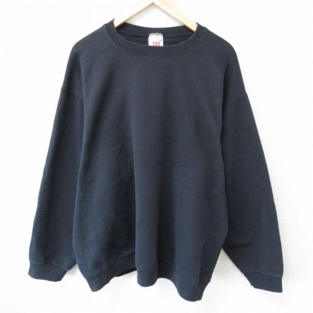 XL★古着 ウィルソン 長袖 スウェット メンズ 00年代 00s 無地 大きいサイズ クルーネック 黒 ブラック 25mar19 中古 スエット トレーナー トップス