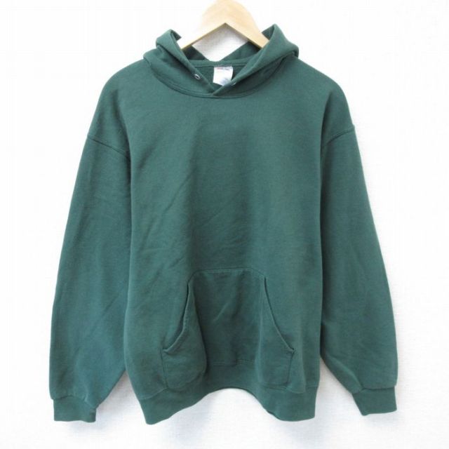 【20%OFF】L★古着 ジャージーズ 長袖 スウェット パーカー メンズ 00年代 00s 無地 緑 グリーン 25mar19 中古 スエット トレーナー トップス