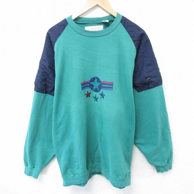 【50%OFF】バンヒューセン 90s 長袖トップス 星刺繍 グリーン L | 古着