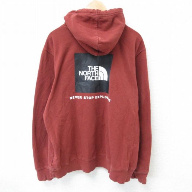 XL★古着 ノースフェイス THE NORTH FACE 長袖 スウェット パーカー メンズ ビッグロゴ 大きいサイズ 茶 ブラウン 25mar22 中古 スエット トレーナー トップス