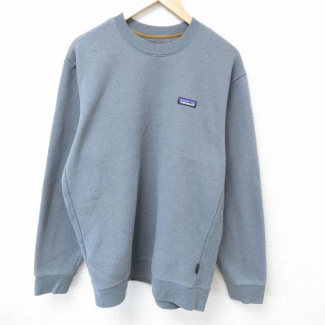 XL★古着 パタゴニア patagonia 長袖 スウェット メンズ ワンポイントロゴ クルーネック 濃グレー 霜降り 25mar22 中古 スエット トレーナー トップス