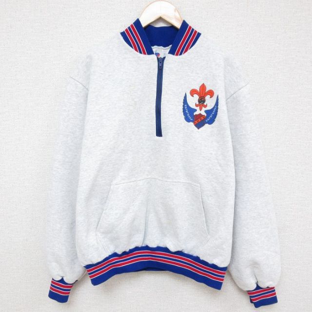 【50%OFF】XL★古着 長袖 ハーフジップ スウェット メンズ 90年代 90s ホメネトメン 大きいサイズ USA製 薄グレー 霜降り 25mar25 中古 スエット トレーナー トップス