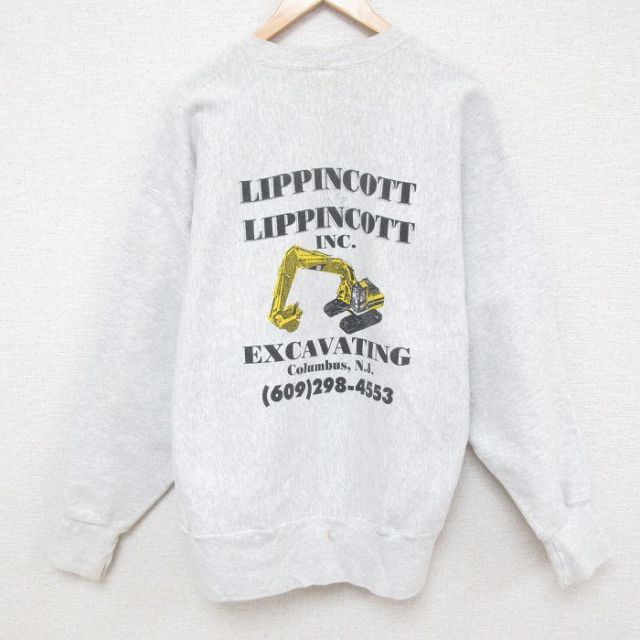 【50%OFF】XL★古着 リー Lee 長袖 スウェット メンズ 00年代 00s ショベルカー 大きいサイズ クルーネック 薄グレー 霜降り 25mar25 中古 スエット トレーナー トップス