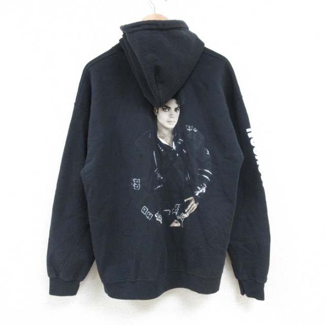 L★古着 長袖 スウェット パーカー メンズ マイケルジャクソン 黒 ブラック 【spe】 25mar24 中古 スエット トレーナー トップス