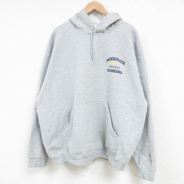 XL★古着 ナイキ NIKE 長袖 スウェット パーカー メンズ 00年代 00s WARRIORS 大きいサイズ グレー 霜降り 25mar24 中古 スエット トレーナー トップス