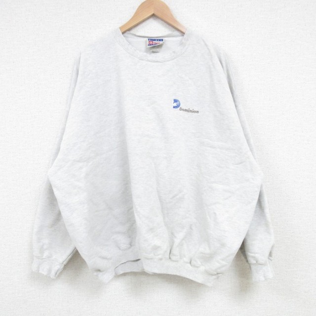 【50%OFF】XL★古着 ヘインズ Hanes 長袖 スウェット メンズ 00年代 00s Dominion 大きいサイズ クルーネック 薄グレー 霜降り 25mar24 中古 スエット トレーナー トップス