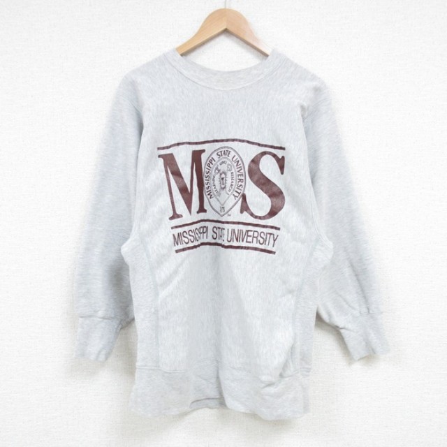 【50%OFF】M★古着 長袖 スウェット メンズ 00年代 00s ミシシッピ カレッジ クルーネック グレー 霜降り 25mar24 中古 スエット トレーナー トップス