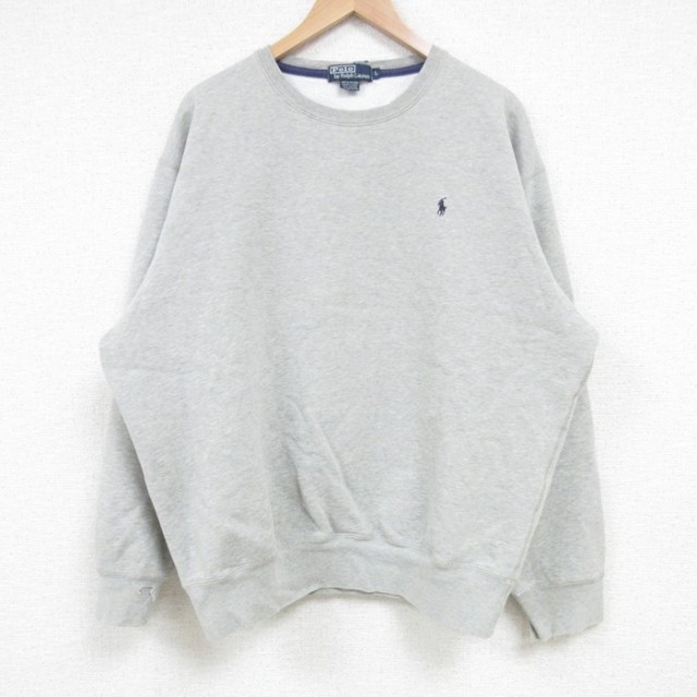 XL★古着 ラルフローレン Ralph Lauren 長袖 ブランド スウェット メンズ 00年代 00s ワンポイントロゴ クルーネック グレー 霜降り 25mar24 中古 スエット トレーナー トップス