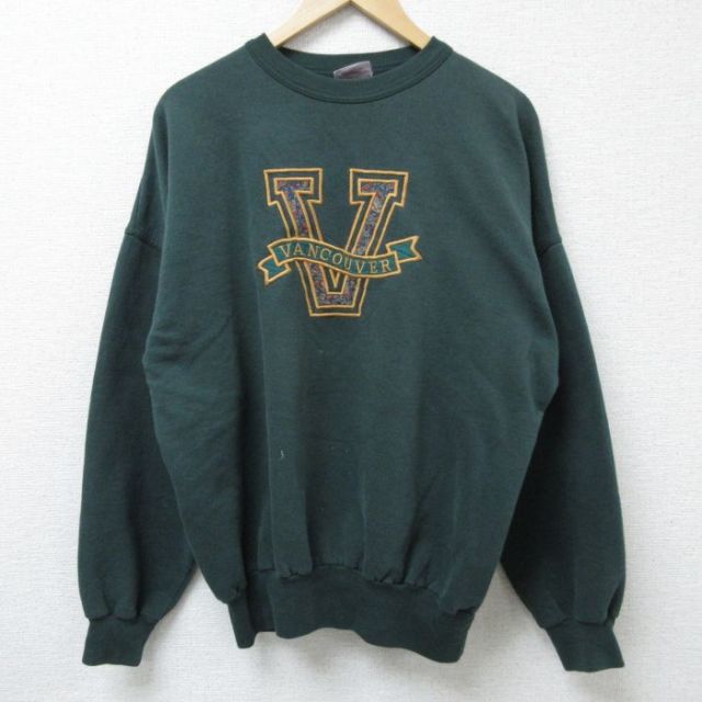 90s 長袖スウェット バンクーバー グリーン XL | 古着