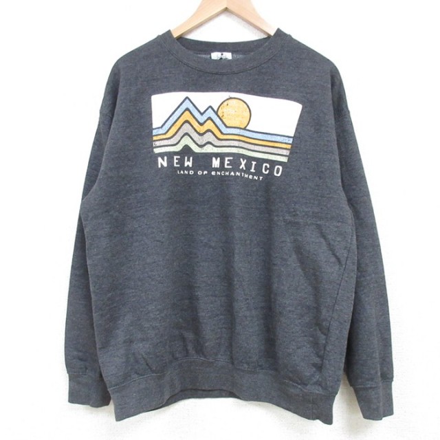 【50%OFF】L★古着 長袖 スウェット メンズ メキシコ クルーネック 濃グレー 霜降り 25mar25 中古 スエット トレーナー トップス