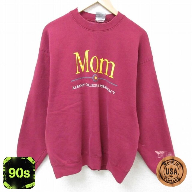90s 長袖スウェット Mom バーガンディ L | 古着