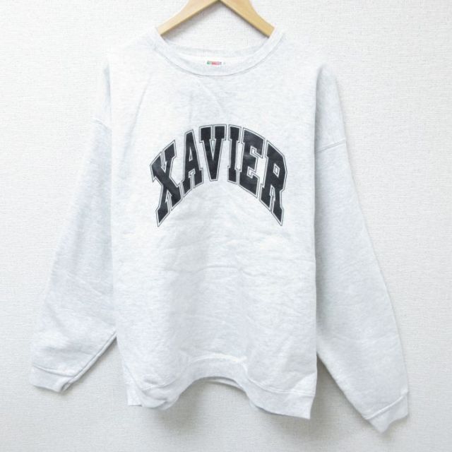【50%OFF】XL★古着 フルーツオブザルーム 長袖 スウェット メンズ 00年代 00s XAVIER クルーネック 薄グレー 霜降り 25mar26 中古 スエット トレーナー トップス
