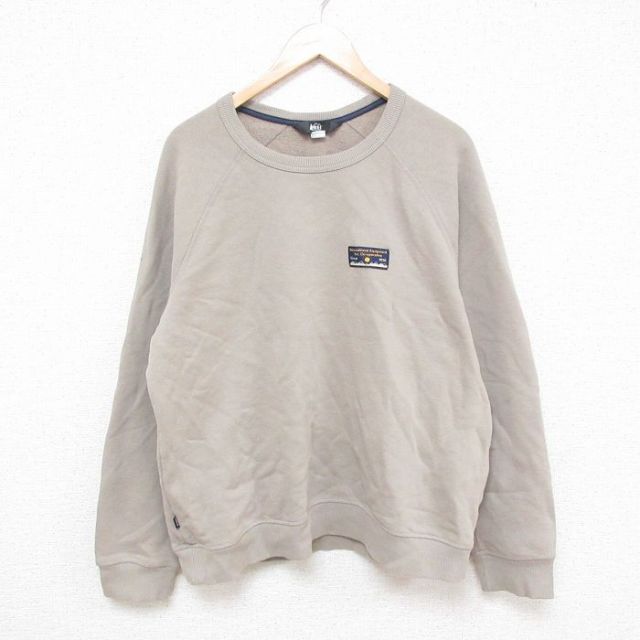 XL★古着 アールイーアイ REI 長袖 スウェット メンズ 月 山 ラグラン クルーネック ベージュ カーキ 25mar26 中古 スエット トレーナー トップス