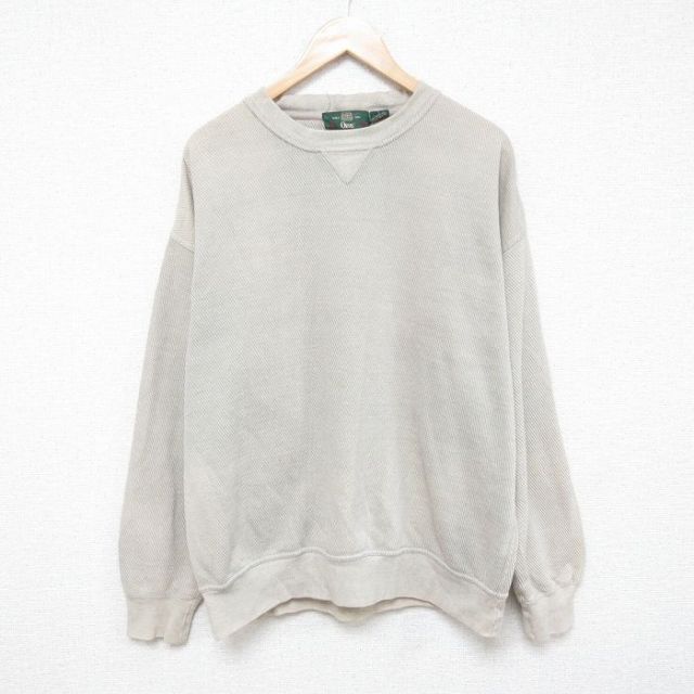 XL★古着 オービス ORVIS 長袖 スウェット メンズ 00年代 00s 無地 クルーネック ベージュ カーキ 25mar26 中古 スエット トレーナー トップス