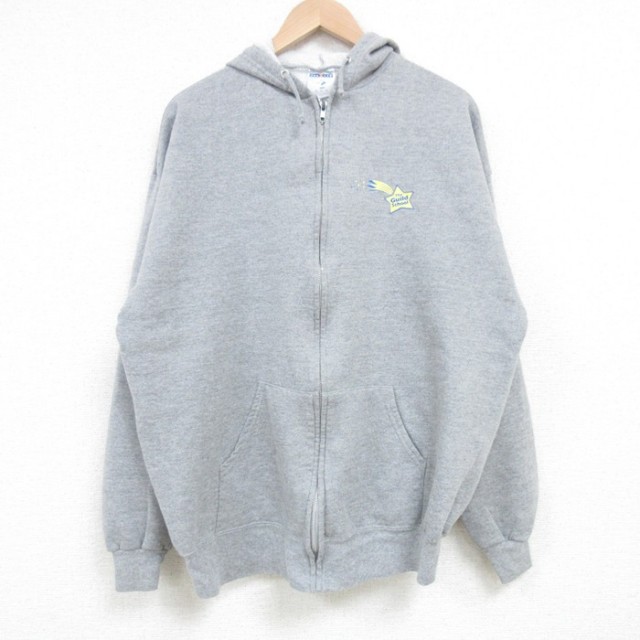 XL★古着 ジャージーズ 長袖 フルジップ スウェット パーカー メンズ 00年代 00s 星 グレー 霜降り 25mar27 中古 スエット トレーナー トップス