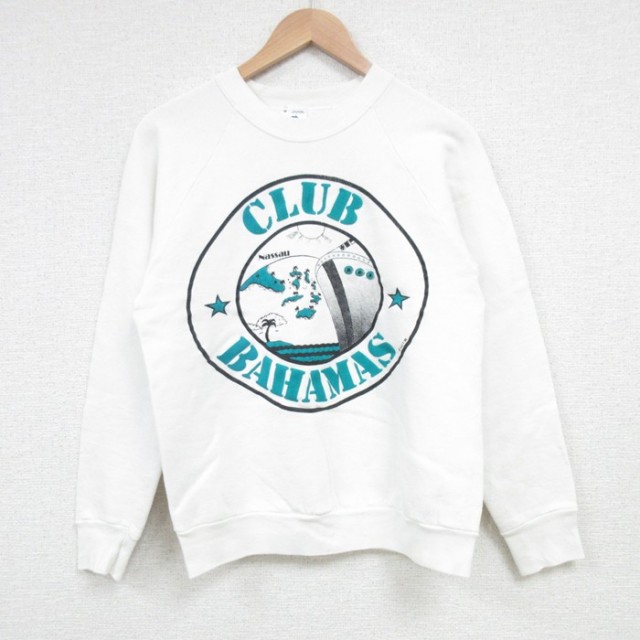 【50%OFF】S★古着 フルーツオブザルーム 長袖 スウェット メンズ 80年代 80s バハマ ラグラン クルーネック USA製 白 ホワイト 25mar27 中古 スエット トレーナー トップス