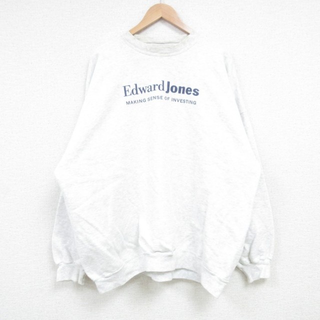 【50%OFF】XL★古着 ヘインズ Hanes 長袖 スウェット メンズ 00年代 00s Edward Jones 大きいサイズ クルーネック 薄グレー 霜降り 25mar27 中古 スエット トレーナー トップス