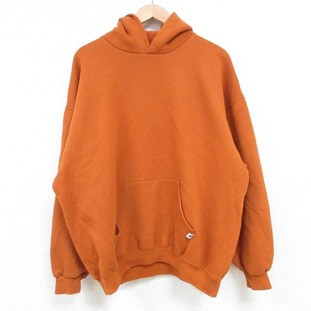 XL★古着 ラッセル 長袖 スウェット パーカー メンズ 00年代 00s 無地 大きいサイズ 濃オレンジ 25mar27 中古 スエット トレーナー トップス