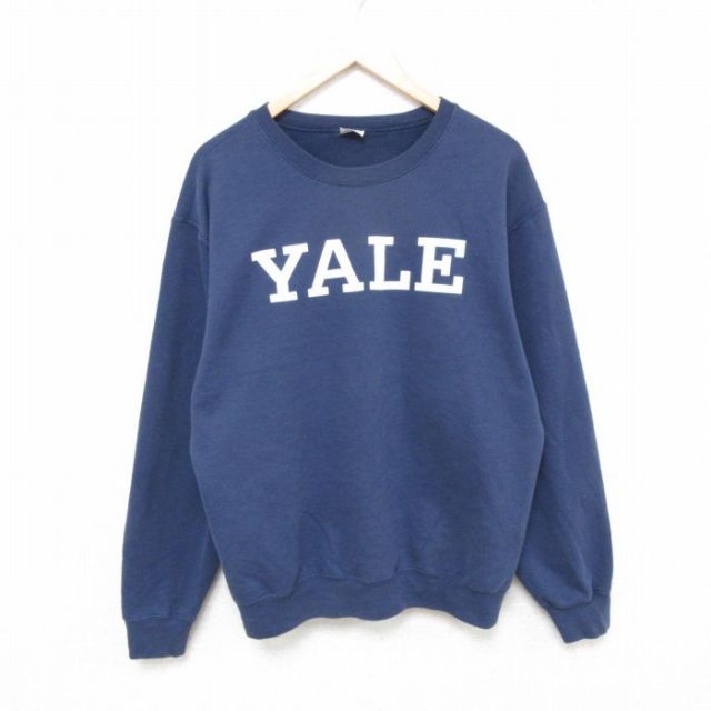 L★古着 長袖 スウェット メンズ イェール YALE クルーネック 紺 ネイビー 25mar28 中古 スエット トレーナー トップス