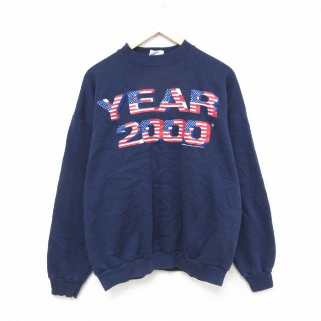 00s 長袖スウェット YEAR 2000 ネイビー XL | 古着
