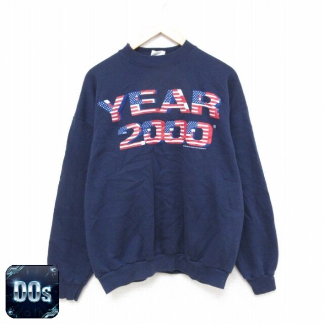 00s 長袖スウェット YEAR 2000 ネイビー XL | 古着
