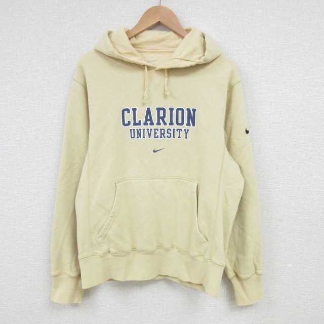 L★古着 ナイキ NIKE 長袖 スウェット パーカー メンズ クラリオン 大学 生成り 25mar28 中古 スエット トレーナー トップス