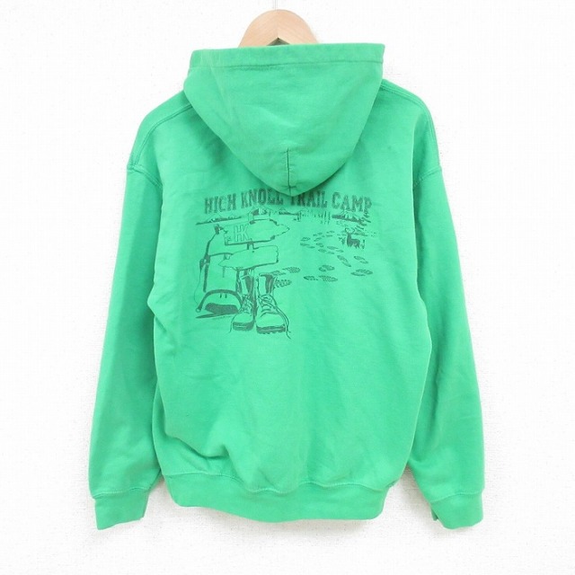 L★古着 長袖 スウェット パーカー メンズ 00年代 00s Camp Ottari 緑 グリーン 25mar28 中古 スエット トレーナー トップス