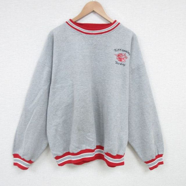 【50%OFF】XL★古着 長袖 スウェット メンズ 90年代 90s kittanning 鹿の子 大きいサイズ クルーネック グレー 霜降り 25mar31 中古 スエット トレーナー トップス