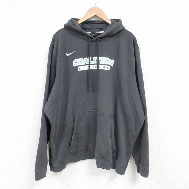 【50%OFF】XL★古着 ナイキ NIKE 長袖 スウェット パーカー メンズ ラクロス連合 大きいサイズ 濃グレー 25mar31 中古 スエット トレーナー トップス