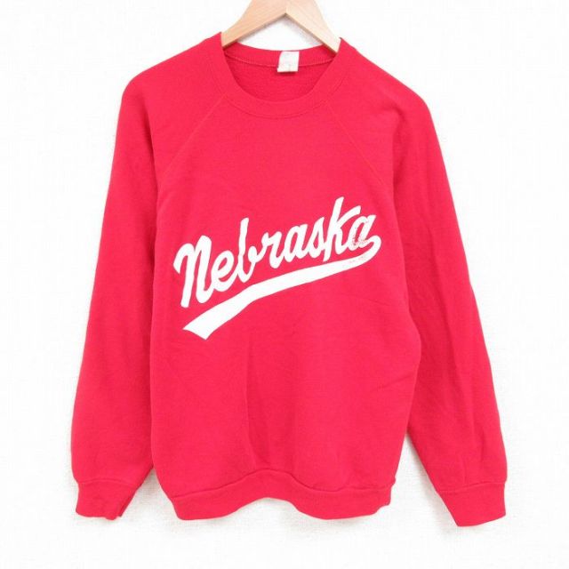 【50%OFF】XL★古着 TULTEX 長袖 スウェット メンズ 90年代 90s ネブラスカ クルーネック USA製 赤 レッド 25apr01 中古 スエット トレーナー トップス