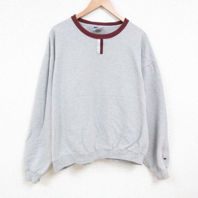 XL★古着 チャンピオン Champion 長袖 スウェット メンズ 00年代 00s 無地 大きいサイズ クルーネック グレー 霜降り 【spe】 25apr01 中古 スエット トレーナー トップス