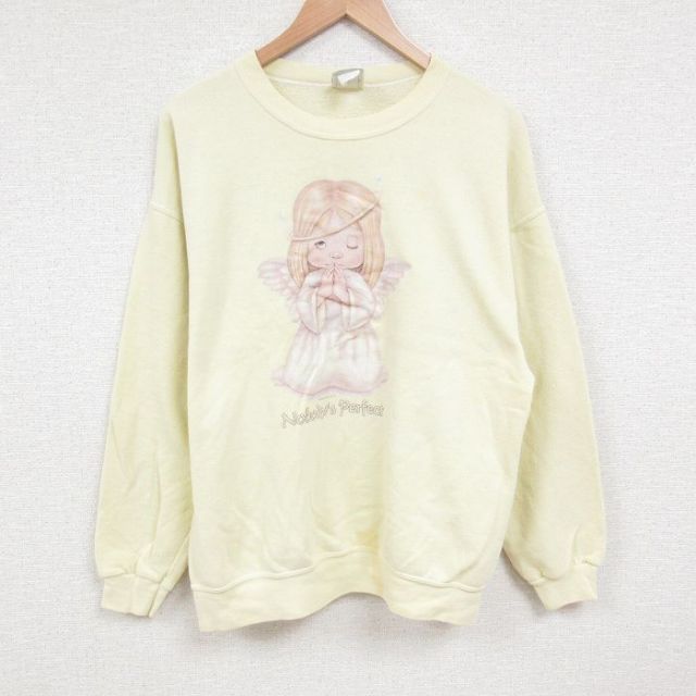 【50%OFF】XL★古着 リー Lee 長袖 スウェット メンズ 00年代 00s ワイルドサイド エンジェル 大きいサイズ クルーネック 薄黄 イエロー 25apr01 中古 スエット トレーナー トップス