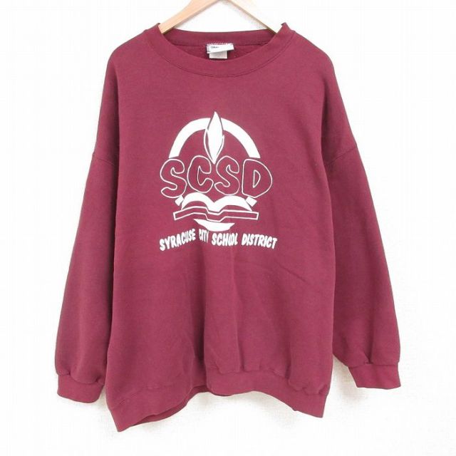 【20%OFF】XL★古着 リー Lee 長袖 スウェット メンズ 00年代 00s シラキュース 大きいサイズ クルーネック エンジ 25apr01 中古 スエット トレーナー トップス