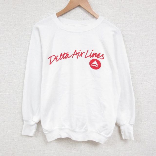 デルタ航空 90s ラグランスウェット ホワイト XL | 古着
