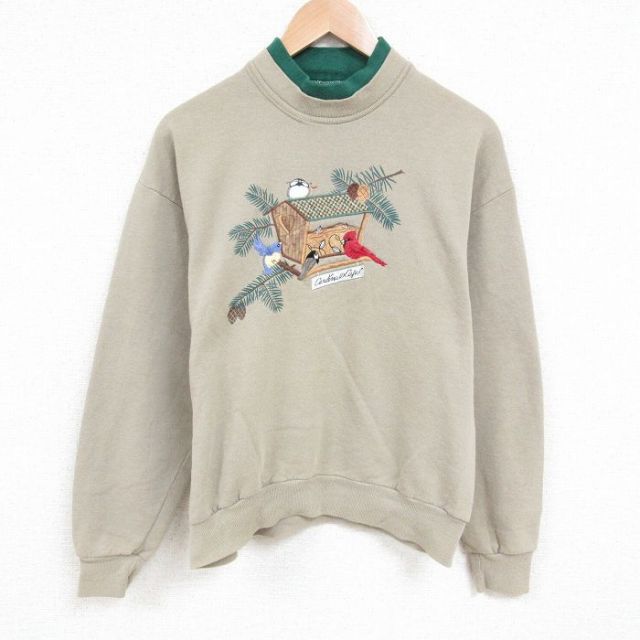【50%OFF】90s 長袖スウェット 刺繍 生成り L | 古着