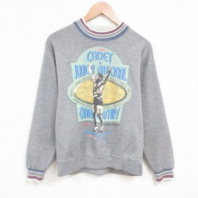 L★古着 ジャージーズ 長袖 スウェット メンズ 90年代 90s レスリング クルーネック グレー 霜降り 25apr02 中古 スエット トレーナー トップス
