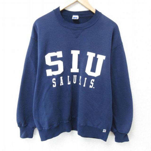 L★古着 ラッセル 長袖 スウェット メンズ 90年代 90s SIU クルーネック USA製 紺 ネイビー 【spe】 25apr03 中古 スエット トレーナー トップス